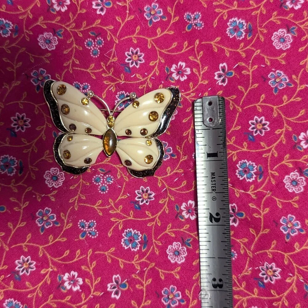 Butterfly Brooch Rhinestone Fairy Festival‎ Pin Costume Boho Gold Statement